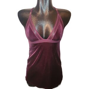 Burgundy Velour Racerback Tank Top S